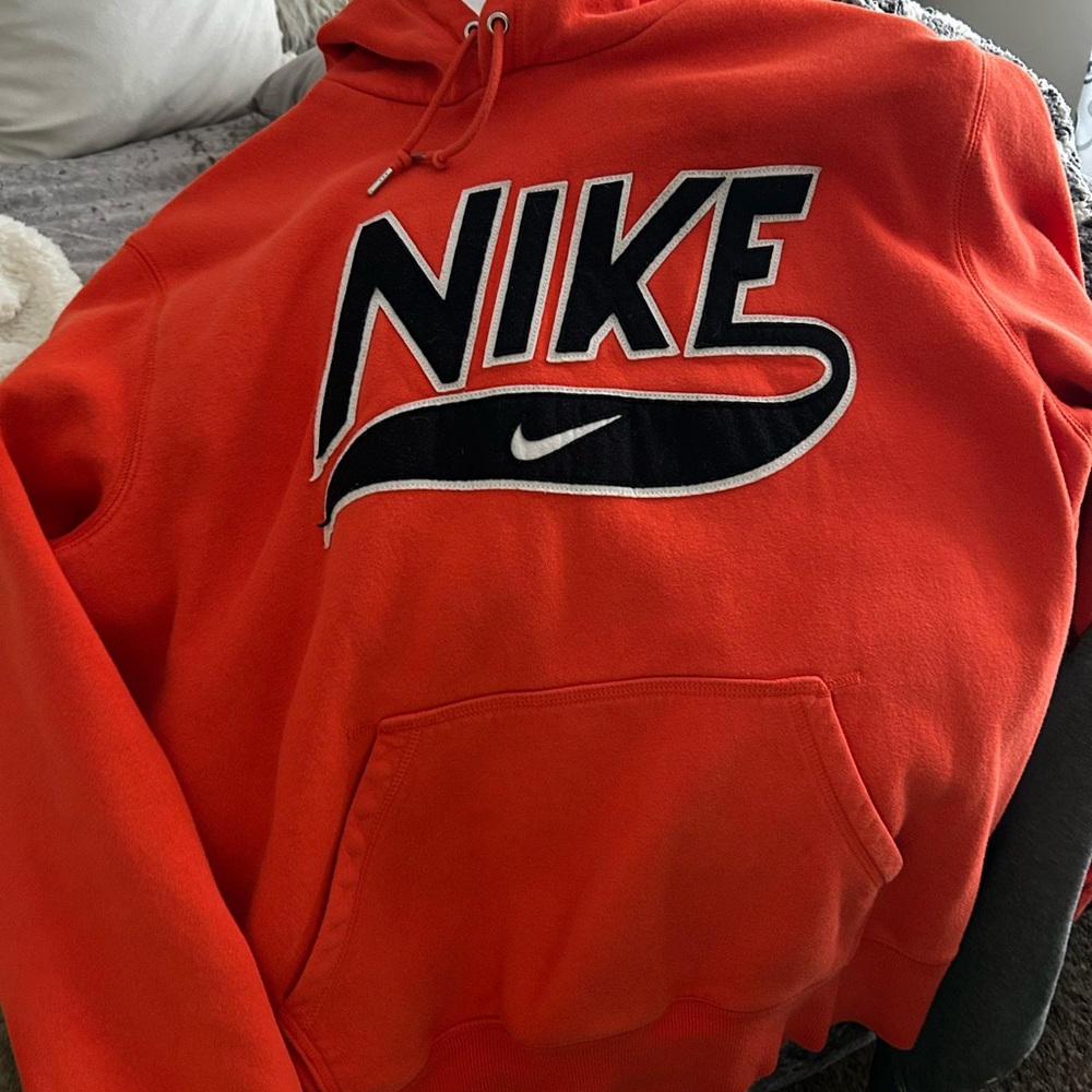 Nike Men’s Bright Orange Hoodie with Black Logo